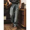 Jeans de mezclilla lavada estilo retro americano para hombre, pantalones de marca de moda nuevos para primavera 2026, pantalones casuales rectos holgados para hombre