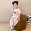 Roupa Nezha Infantil Conjunto de Verão para Meninas Camiseta de Manga Curta Roupa de Verão 2026 Novo Conjunto Elegante de Duas Peças para Menininhas