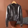 Jaqueta de Couro com Cera de Outono Estilo Curto Little Monster 26 para Mulheres, Gola Alta Jaqueta Biker Cool, Casaco Moderno Petite
