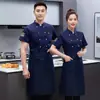 Roupas de trabalho finas de verão para chef masculinas de manga curta restaurante restaurante cozinha roupas de trabalho de cozinha de dupla face femininas