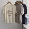 Camiseta Sencilla de Manga Corta con Letras de Tencel Multicolores Estilo Coreano 2026 Nuevo Algodón Puro Holgada Casual Dulce Reductor de Edad