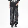 Jeans para Hombre 2026 Nueva Primavera/Verano Streetwear Retro Sueltos de Pierna Ancha Pantalones Largos Pantalones Rectos Trendy con Graffiti para Hombre
