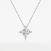 Collar de moissanita cuadrado de moda para comercio exterior transfronterizo, no se decolora, cadena versátil S925 de plata para mujer para el trabajo