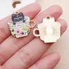 Colgante de Taza de Gato de Dibujos Animados Esmaltado de Aleación Encanto para Taza de Café Pendiente DIY Llavero Accesorios de Joyería