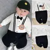Mono Elegante de Manga Larga Estilo Caballero para Bebé Niños, Ropa para Recién Nacidos, Mono Falso de Dos Piezas, Moderno