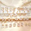 Ajustes para Aretes de Perla con Aguja de Plata S925, Dulces y Elegantes de Gama Alta, Recubrimiento Fino de Aceite Blanco, Accesorios para Aretes DIY al por Mayor
