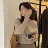 Suéter de punto de un hombro, maduro y elegante, estilo francés, para primavera, otoño e invierno, con una sensación relajada y seductora, camiseta básica de moda para mujer