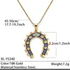 Collar de Acero Inoxidable Dorado Estilo Europeo y Americano Colgante en Forma de U Herradura Goteo de Aceite Cadena de Clavícula de Oro de 18 Quilates Joyería Transfronteriza Que No Se Desvanece