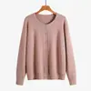 Nuevo cárdigan de punto de manga larga con cuello redondo para otoño e invierno, estilo coreano, elegante y versátil, chaqueta de moda de color liso, corte holgado casual