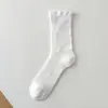 Calcetines KT de patrón oscuro blanco puro hasta la pantorrilla para mujer, calcetines holgados versátiles dulces de seda de morera hasta la pantorrilla, calcetines largos finos transpirables para primavera y verano