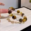 Pulseira Olho de Tigre Amarelo Natural Cada Vez Mais Rica, Pulseira Multi-Tesouro de Cristal Amarelo Torre Cristal Branco de Alta Qualidade, Joias de Cristal de Nicho
