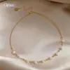 Colar de Pérola Redonda Banhado a Ouro Real 18K Estilo Francês Retrô, Corrente de Clavícula de Luxo Leve de Nicho, Acessório de Pescoço Versátil da Moda para Mulheres