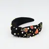 Diadema Europea y Americana de Halloween Transfronteriza con Corona Alta, Pedrería, Perlas y Sombrero de Aleación, Diadema de Lujo de Alta Gama para Mujeres