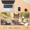 Venta Directa de Fábrica, Alfombrilla de Ratón Grande, Alfombrilla Creativa para Escritorio de Gato Anime, Alfombrilla de Ratón Antideslizante con Borde Bloqueado de Precisión