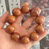 Pulsera Auténtica de Madera Huanghuali Birmano de Hainan, Madera de Durazno Vieja Taishan, Piedra Preciosa Roja, Artesanía de Madera para Hombre, Joyería de Madera para Mujer