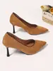 Zapatos de Salón Simples de Gamuza con Punta Fina y Tacón Alto Fino, Tallas Grandes 40-45, Wish Shoes