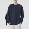 Algodão de bambu outono 2026 nova camiseta de manga comprida para homens, retro americano resistente tamanho plus gola henley camada interna moderna