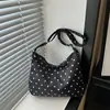 Bolsa de Tote Grande Estilo Coreano Perezoso Chic Estrella de Cinco Puntas para Mujer Viaje Diario Bolso de Hombro Único Bolso de Tela