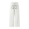 Pantalones casuales de estilo callejero americano con estampado de letras, pantalones largos atléticos holgados para hombre con cintura elástica, pantalones de chándal de pierna recta con vibra hip-hop