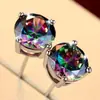 Plaza de transmisiones en vivo de celebridades de internet transfronterizas y aretes de moda multicolores redondos y cuadrados, aretes de nicho, únicos, elegantes, exquisitos, accesorios para orejas versátiles