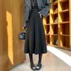 Saia midi de lã cinza super bonita feminina outono 2026 inverno nova cintura alta linha A barra larga saia de lã acetato