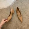 Zapatos cómodos de una sola capa para mujer, zapatos de princesa de otoño, punta fina, boca poco profunda, cuero suave real, tacón bajo, zapatos de abuela, tacones de plataforma planos profesionales adelgazantes