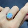 Anillo Popular de Ópalo Blanco Natural al por Mayor de Fábrica Plata S925 Incrustado Piedra Principal 9X11Mm Venta Caliente Europeo y Americano Una Pieza