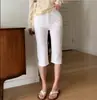 Shorts de Mezclilla Cropped Elásticos de Verano 2026 Estilo Coreano de Cintura Alta Adelgazantes con Bolsillo Dobladillo Dividido Versátil para Mujer