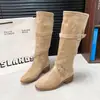 Botas altas de tacón grueso 2026 Botas de jinete Botas ajustadas hebilla largas mujer nuevas versátiles retro otoño apiladas cruzadas