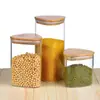 Pote de Chá de Vidro Transparente com Tampa de Bambu, Pote Selado Criativo Triangular de Vidro Borossilicatado para Armazenar Grãos e Cereais