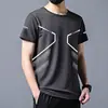 Camiseta Casual Masculina de Verão com Estampa, Secagem Rápida, Manga Curta, Respirável, Fina, Fresca, Meia-Manga, Solta, Esportiva, Gola Redonda