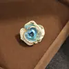 Nuevo Broche de Rosa Azul con Goteo de Aceite de Alta Gama, Exquisito, Compacto y Versátil Pin de Flor, Pin de Solapa para Mujer
