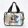 Bolsa de maquillaje transparente de PVC, bolsa de aseo portátil impermeable engrosada, bolsa de almacenamiento de cosméticos portátil de gran capacidad para viajes