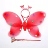 Asas de Borboleta conjunto de quatro peças fantasia de performance para menina adereços de performance asas de elfo anjo luminosas de camada dupla atacado