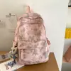 Mochila Tie-Dye de Nicho Estilo Americano para Meninas do Ensino Fundamental e Estudantes Universitárias, Mochila Simples, Versátil, Bonita, Casual, Mochila Pequena
