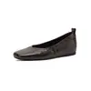 Zapatos Individuales Bajos de Cuero de Vaca Estilo Frío Silencioso Bean Bean Bottom Otoño 2026 Chunky Tacón Bajo Punta Cuadrada Piel Genuina Corte Bajo para Viaje Diario Mujer