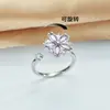 AliExpress Amazon Transfronterizo Más Vendido Anillo Giratorio para Mujer Flor de Cerezo Rosa Flor de Circonita Anillo de Descompresión Antiansiedad