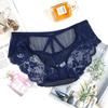 Calcinhas Femininas Populares de Renda Francesa com Tiras Finas, Design Vazado Cruzado, Malha de Alta Elasticidade, Calcinhas de Grafeno de Cintura Média para Mulheres 7367