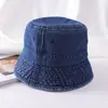 Chapéu Jeans Lavado Feminino Primavera e Verão Japonês Versátil Chapéu de Pescador Chapéu Simples Chapéu Bucket Modificador de Rosto Chapéu Bacia