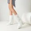 Botas de Mujer para Otoño/Invierno 2026 Modelo de Exportación con Tacón Alto Grueso, Sexy, Tallas Grandes 40-50, Botas de Media Caña de Moda Europea y Americana