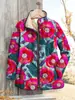Estación Independiente Transfronteriza 2025 Temu Nueva Moda para Mujer Chaqueta de Algodón Plisada Estampado Digital Floral Chaqueta de Algodón para Mujer