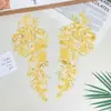 Aplique de malla floral con bordado de lentejuelas y cuentas multicolor para vestidos de novia y de gala, accesorios decorativos DIY, encaje al por mayor