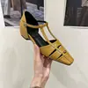 Primeiro Encontro com os Novos Estilos da Temporada que Aumentam a Altura~ Sandálias Fechadas Estilo Retro Francês Nicho Vazadas para Mulheres, Versátil e Fashion com Tira em T e Bico Quadrado para o Verão