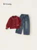 Youbao Huzhou Zhili Roupa Infantil Malha Suéter Cardigan para Criança Grande Jeans de Perna Reta Conjunto de Duas Peças Conjunto de Menina