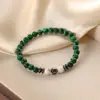 Moda Europeia e Americana Simples Pulseira de Vidro Ágata Preta Pulseira Tecida à Mão Joias de Contas Pequenas para Meninas Atacado