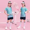 Nuevo Conjunto de Uniforme de Bádminton Infantil, Uniforme de Equipo, Uniforme de Entrenamiento Estampado, Uniforme de Tenis de Mesa de Manga Corta de Secado Rápido para Niños, Uniforme de Competición