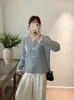 Cardigan de Punto Fino a Rayas para Mujer, Nuevo Estilo Otoño/Invierno 2026, Cuello Redondo, Suéter Abrigo Corto Suave y Elegante