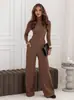 Traje de Moda 2026 Estilo Otoño e Invierno Elegante y a la Moda Conjunto de Dos Piezas: Suéter de Punto de Cuello Alto + Pantalones de Pierna Ancha