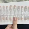 30 piezas de uñas postizas hechas a mano de talla única con perlas de cristal blancas preinsertadas y efecto ojo de gato, versátiles y no dañan las uñas