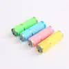 Linterna LED mini de cuero luminoso de 9 LED, aleación de aluminio, portátil, impermeable, morada, batería seca, linterna de clavo